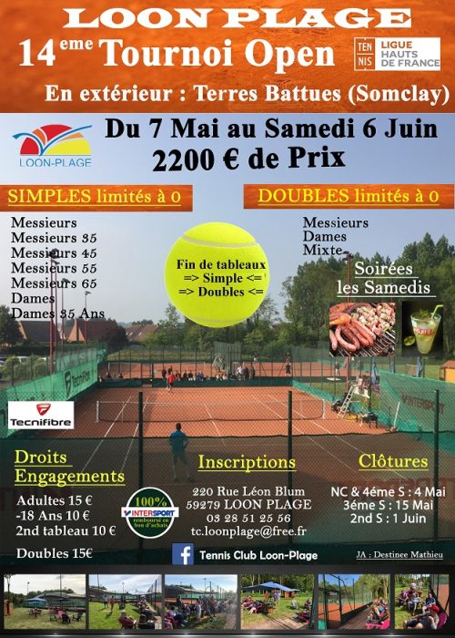 Affiche Open Adultes Tennis club loon plage
